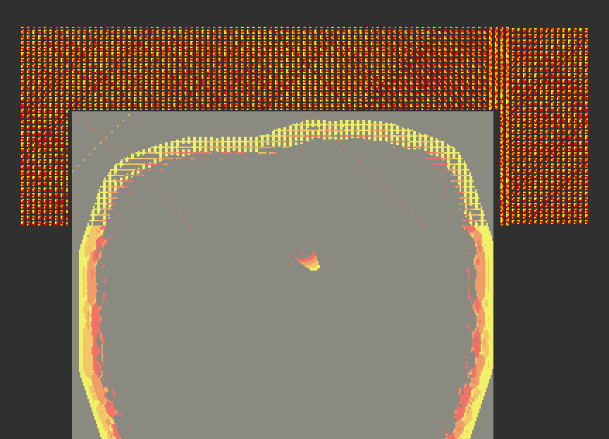 It also produced a weird "agar" of state-1 cells and then deleted a huge portion at other generations (Golly crashed so I couldn't save these).