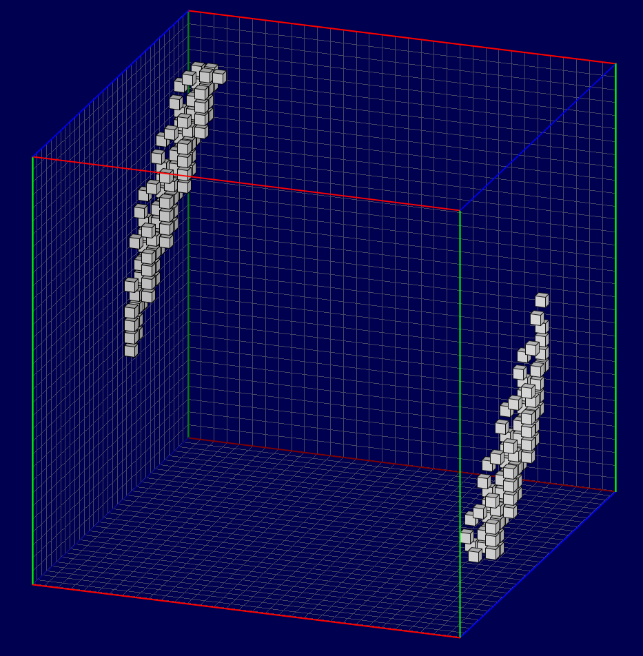 A glider moving across a torus