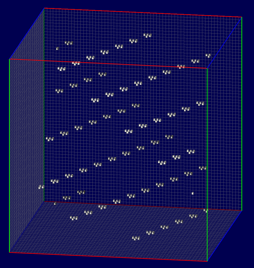 Glider going across a torus with step size 16