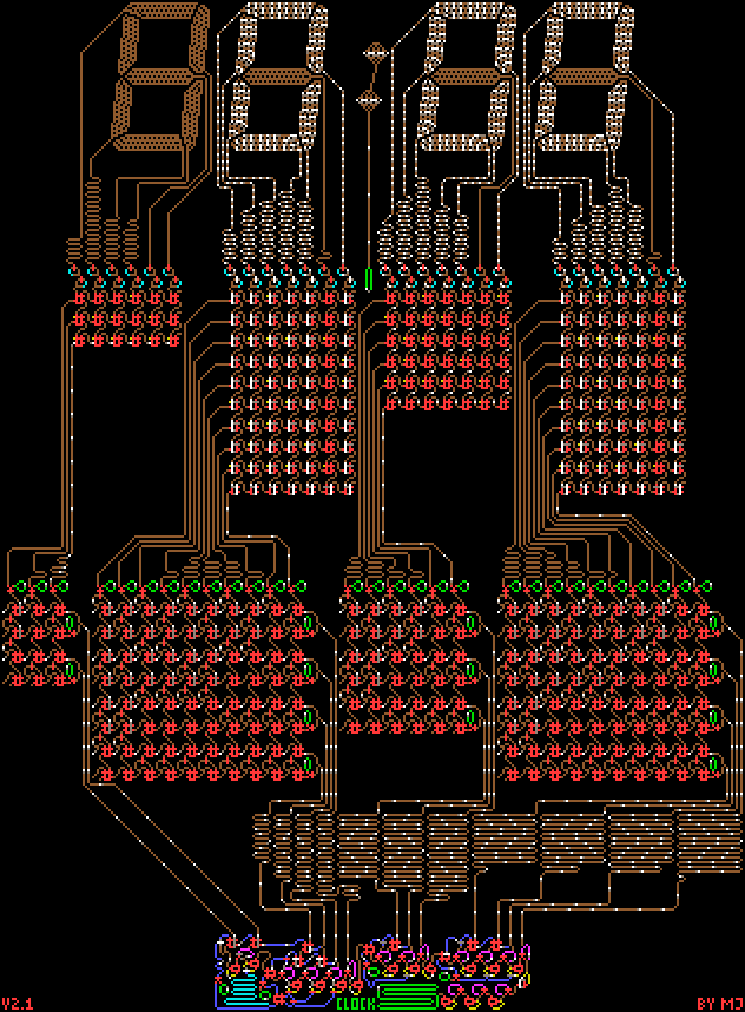 Digital Clock in WireWorld in COLOR by Mark Jeronimus