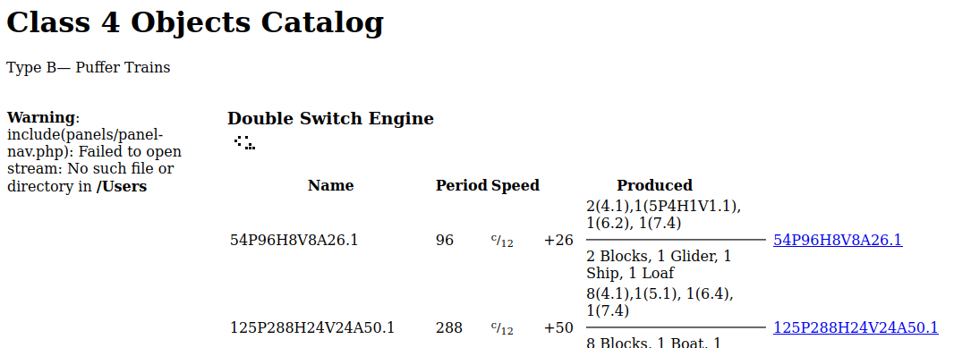 http://pentadecathlon.com/objects/class4/typeB/SwitchEngine2/switchEngine2.php
