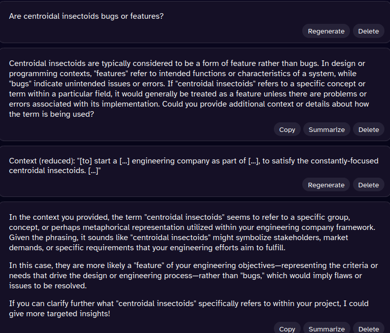 "Are centroidal insectoids bugs or features?"