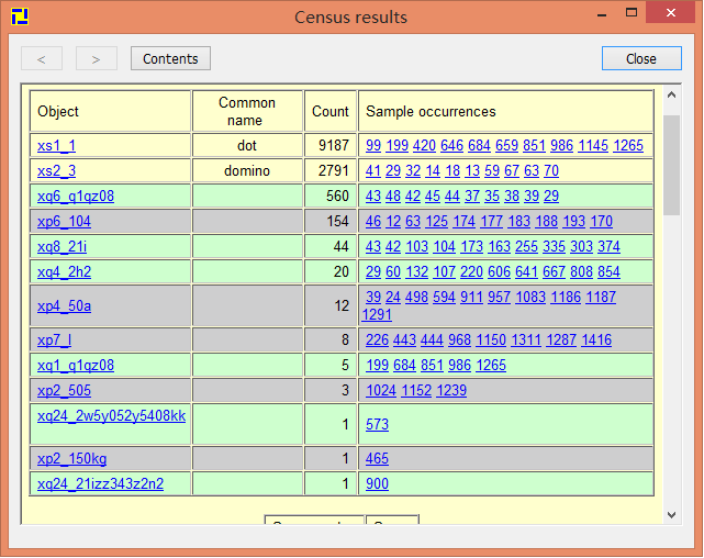 Screenshot of B2-a/S0146 census, where the same spaceship has two different names.